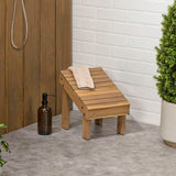 Cynara 11.8" Traditional Classic Solid Acacia Wood Shower Shaving Foot Stool