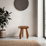 Vortexa 15" Rustic Coastal Acacia Wood Tripod Round Indoor/Outdoor Accent Stool