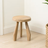 Vortexa 15" Rustic Coastal Acacia Wood Tripod Round Indoor/Outdoor Accent Stool
