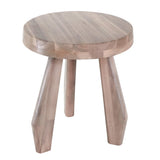 Vortexa 15" Rustic Coastal Acacia Wood Tripod Round Indoor/Outdoor Accent Stool
