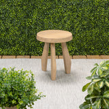 Vortexa 15" Rustic Coastal Acacia Wood Tripod Round Indoor/Outdoor Accent Stool