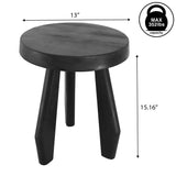Vortexa 15" Rustic Coastal Acacia Wood Tripod Round Indoor/Outdoor Accent Stool
