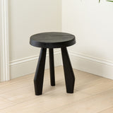Vortexa 15" Rustic Coastal Acacia Wood Tripod Round Indoor/Outdoor Accent Stool