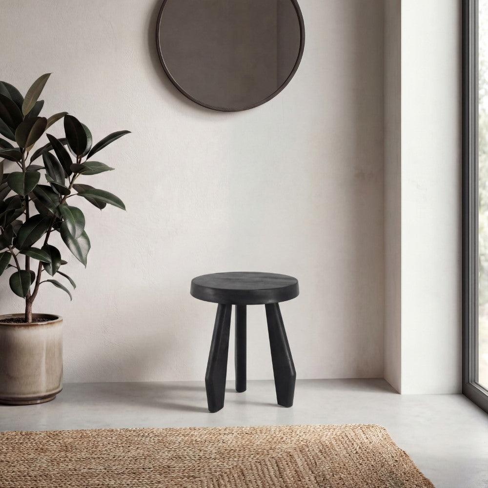Vortexa 15" Rustic Coastal Acacia Wood Tripod Round Indoor/Outdoor Accent Stool