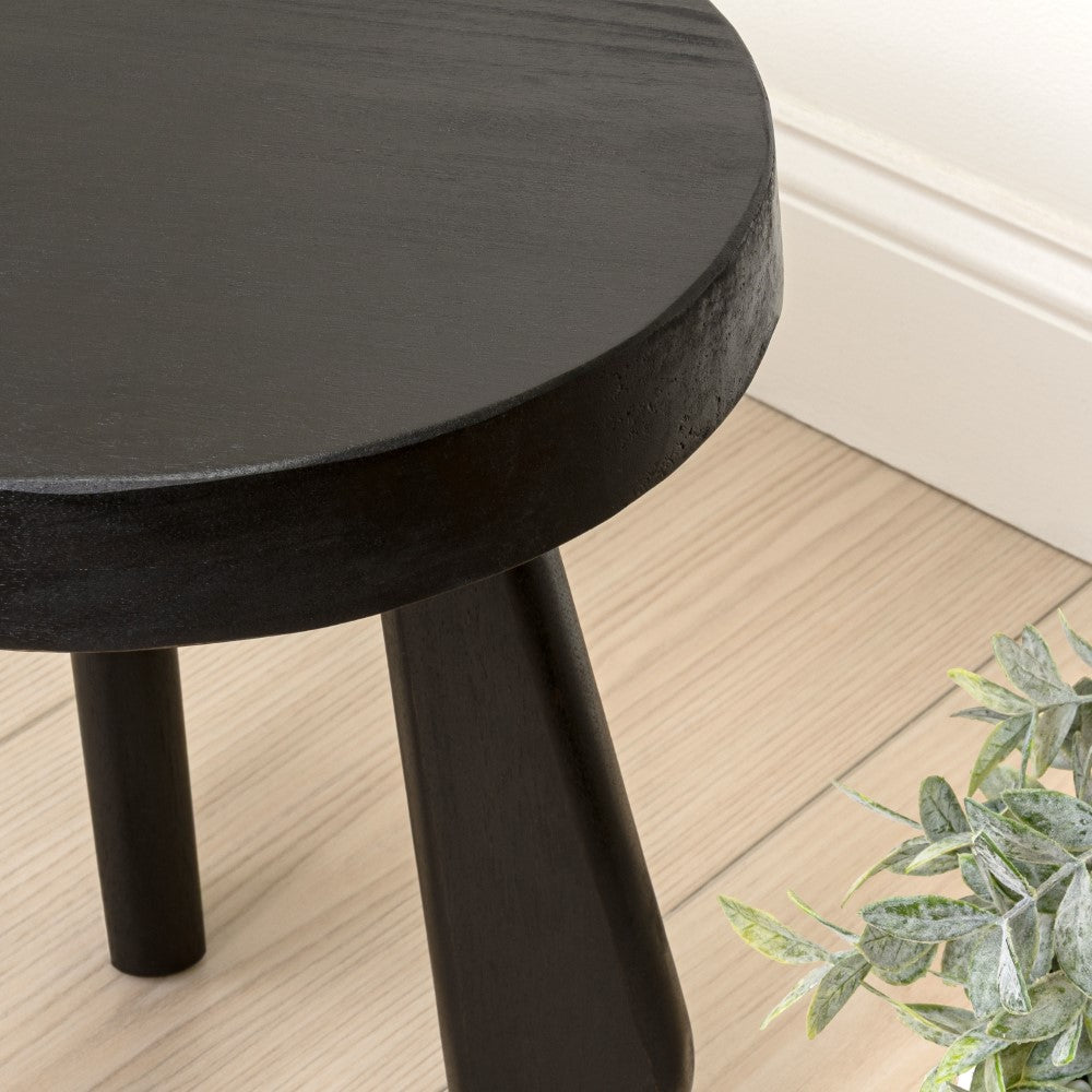 Vortexa 15" Rustic Coastal Acacia Wood Tripod Round Indoor/Outdoor Accent Stool