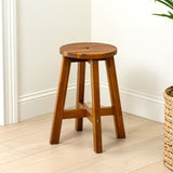 Lunaro 18" Coastal Casual Acacia Wood Round Indoor/Outdoor Accent Stool