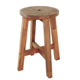 Lunaro 18" Coastal Casual Acacia Wood Round Indoor/Outdoor Accent Stool