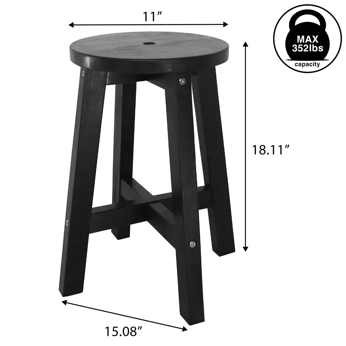 Lunaro 18" Coastal Casual Acacia Wood Round Indoor/Outdoor Accent Stool