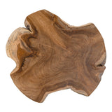 Velric 15.75" Rustic Modern Handcrafted Live Edge Solid Teak Wood Stump Stool