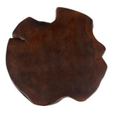 Velric 15.75" Rustic Modern Handcrafted Live Edge Solid Teak Wood Stump Stool