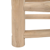 Armino 27.5" Coastal Bohemian Handcrafted Indoor/Outdoor Teak Wood Accent Stool with Woven Seat