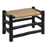 Armino 27.5" Coastal Bohemian Handcrafted Indoor/Outdoor Teak Wood Accent Stool with Woven Seat
