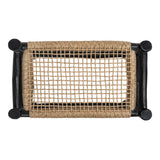 Armino 27.5" Coastal Bohemian Handcrafted Indoor/Outdoor Teak Wood Accent Stool with Woven Seat