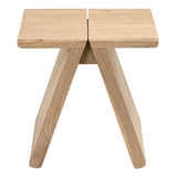 Zentro 15.75" Rustic Scandinavian Handcrafted Solid Mindi Wood Sculptural Base Accent Stool