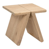 Zentro 15.75" Rustic Scandinavian Handcrafted Solid Mindi Wood Sculptural Base Accent Stool