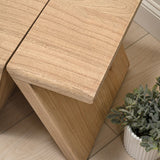 Zentro 15.75" Rustic Scandinavian Handcrafted Solid Mindi Wood Sculptural Base Accent Stool