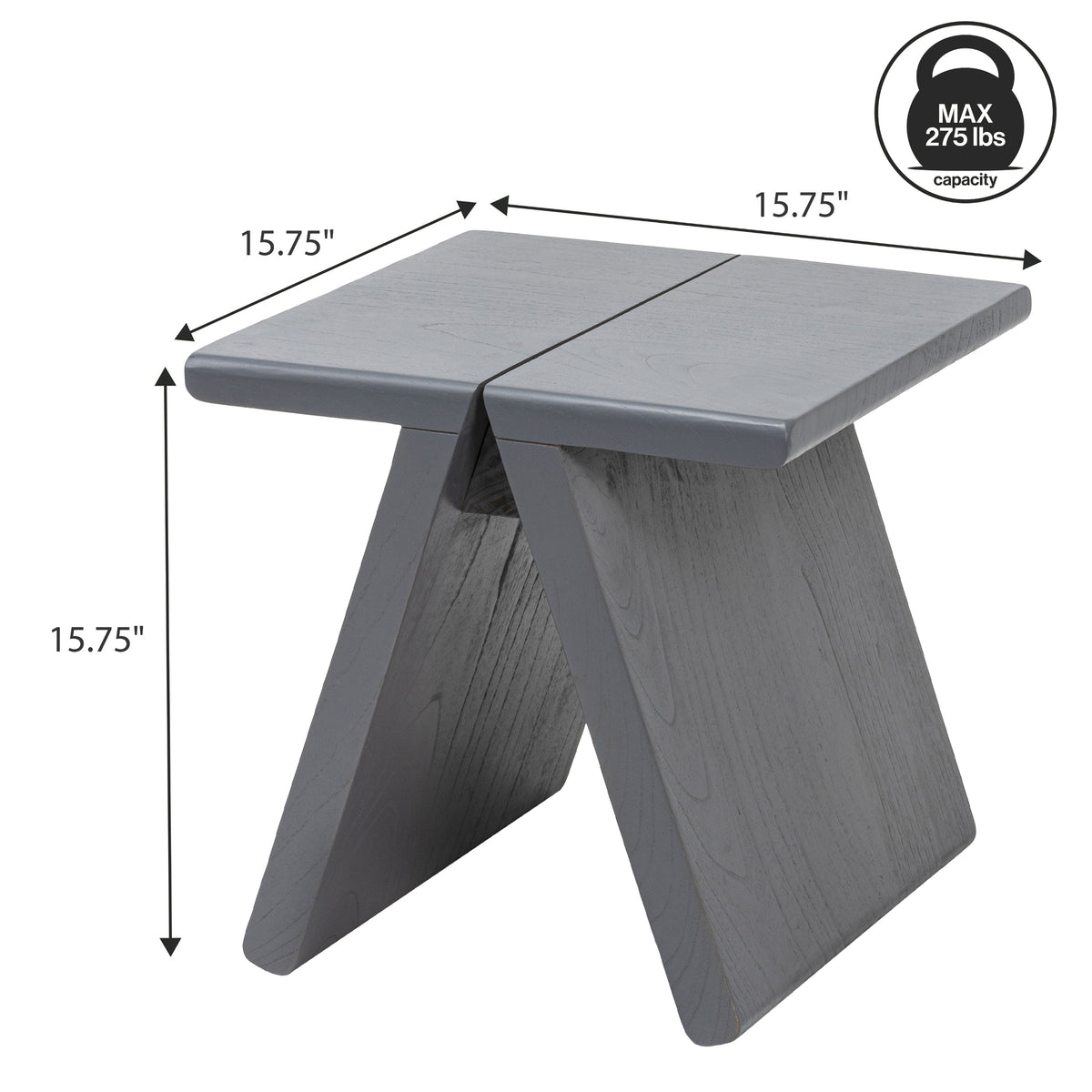 Zentro 15.75" Rustic Scandinavian Handcrafted Solid Mindi Wood Sculptural Base Accent Stool