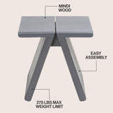 Zentro 15.75" Rustic Scandinavian Handcrafted Solid Mindi Wood Sculptural Base Accent Stool