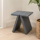 Zentro 15.75" Rustic Scandinavian Handcrafted Solid Mindi Wood Sculptural Base Accent Stool