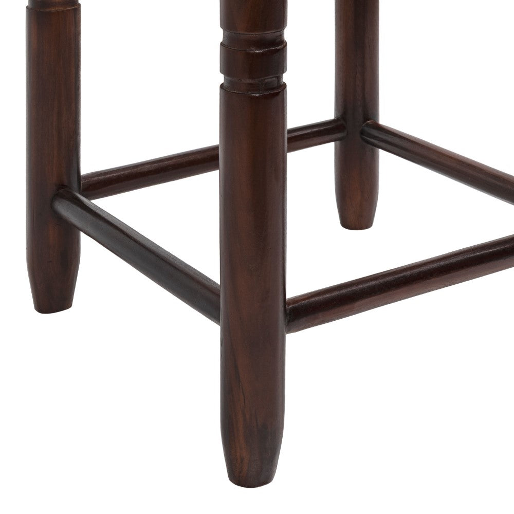 Morvyn 15.75" Casual Bohemian Handcrafted Teak Wood Backless Indoor/Outdoor Teak Wood Accent Stool with Synthetic Woven Rattan Seat