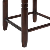 Morvyn 15.75" Casual Bohemian Handcrafted Teak Wood Backless Indoor/Outdoor Teak Wood Accent Stool with Synthetic Woven Rattan Seat
