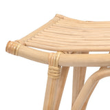 Talvero 17.7" Modern Bohemian Handcrafted Rattan/Teak Wood Curved Seat Accent Stool
