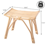 Talvero 17.7" Modern Bohemian Handcrafted Rattan/Teak Wood Curved Seat Accent Stool