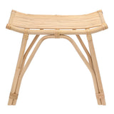 Talvero 17.7" Modern Bohemian Handcrafted Rattan/Teak Wood Curved Seat Accent Stool