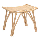 Talvero 17.7" Modern Bohemian Handcrafted Rattan/Teak Wood Curved Seat Accent Stool