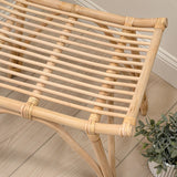 Talvero 17.7" Modern Bohemian Handcrafted Rattan/Teak Wood Curved Seat Accent Stool