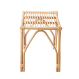 Talvero 17.7" Modern Bohemian Handcrafted Rattan/Teak Wood Curved Seat Accent Stool
