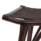 Talvero 17.7" Modern Bohemian Handcrafted Rattan/Teak Wood Curved Seat Accent Stool