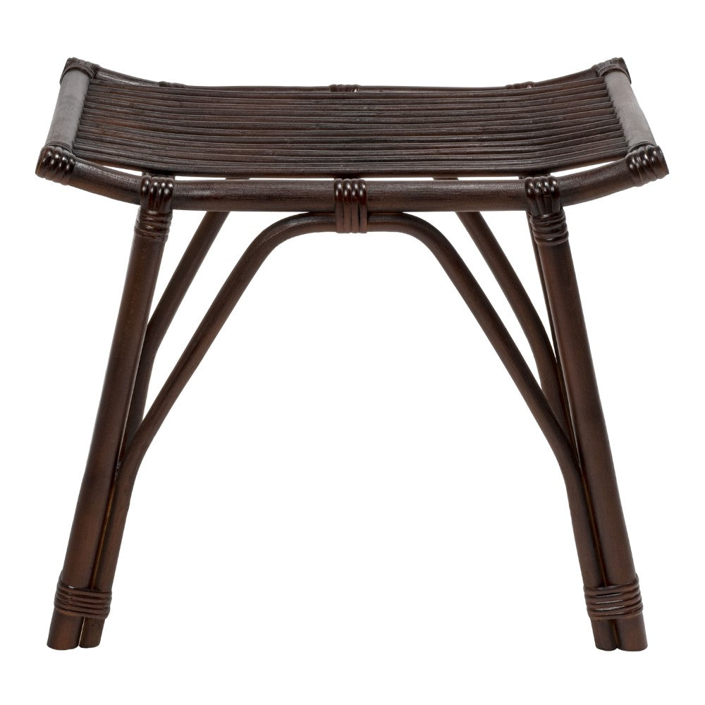 Talvero 17.7" Modern Bohemian Handcrafted Rattan/Teak Wood Curved Seat Accent Stool