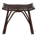 Talvero 17.7" Modern Bohemian Handcrafted Rattan/Teak Wood Curved Seat Accent Stool