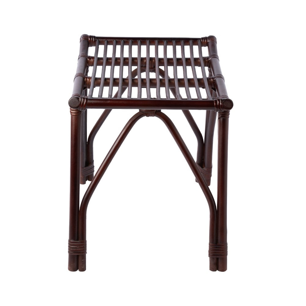 Talvero 17.7" Modern Bohemian Handcrafted Rattan/Teak Wood Curved Seat Accent Stool