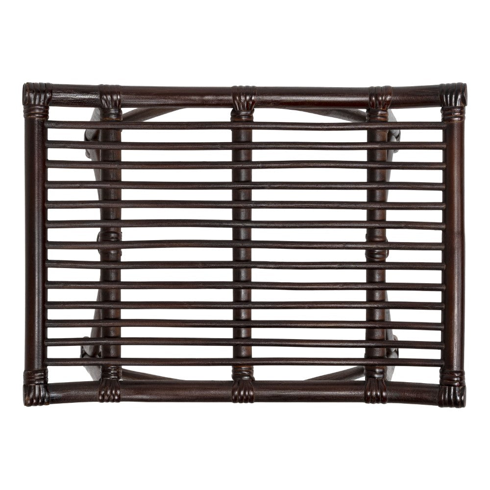 Talvero 17.7" Modern Bohemian Handcrafted Rattan/Teak Wood Curved Seat Accent Stool