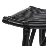 Talvero 17.7" Modern Bohemian Handcrafted Rattan/Teak Wood Curved Seat Accent Stool