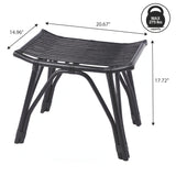 Talvero 17.7" Modern Bohemian Handcrafted Rattan/Teak Wood Curved Seat Accent Stool
