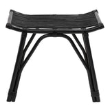 Talvero 17.7" Modern Bohemian Handcrafted Rattan/Teak Wood Curved Seat Accent Stool