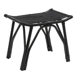 Talvero 17.7" Modern Bohemian Handcrafted Rattan/Teak Wood Curved Seat Accent Stool
