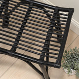 Talvero 17.7" Modern Bohemian Handcrafted Rattan/Teak Wood Curved Seat Accent Stool
