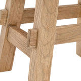 Evion 16.9" Rustic Farmhouse Solid Mindi Wood Handcrafted Accent Stool