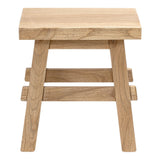 Evion 16.9" Rustic Farmhouse Solid Mindi Wood Handcrafted Accent Stool