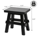 Evion 16.9" Rustic Farmhouse Solid Mindi Wood Handcrafted Accent Stool