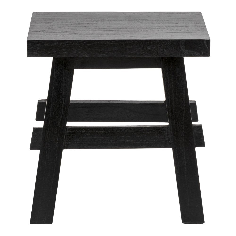 Evion 16.9" Rustic Farmhouse Solid Mindi Wood Handcrafted Accent Stool