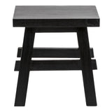 Evion 16.9" Rustic Farmhouse Solid Mindi Wood Handcrafted Accent Stool