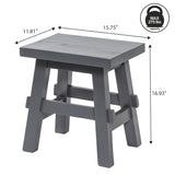 Evion 16.9" Rustic Farmhouse Solid Mindi Wood Handcrafted Accent Stool