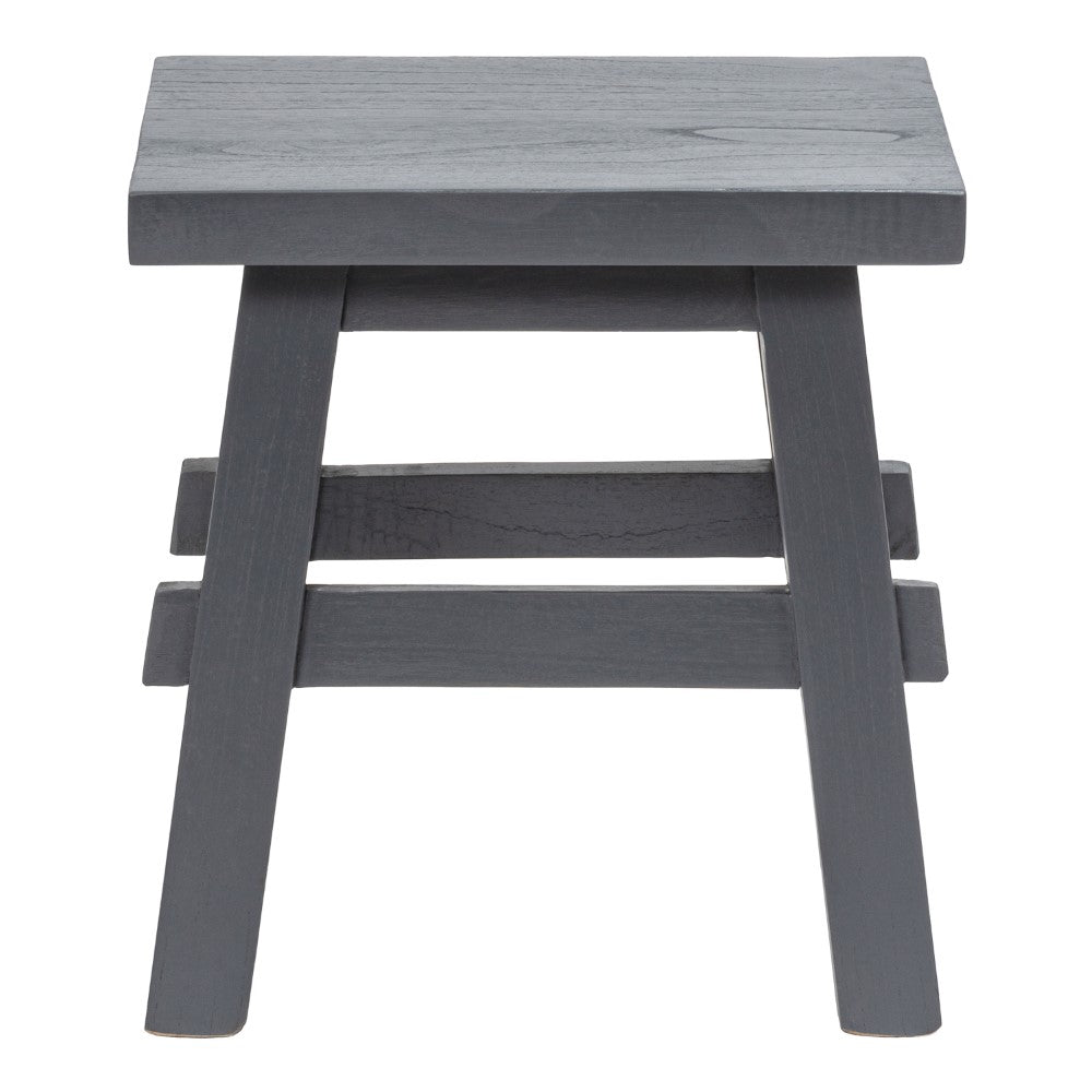 Evion 16.9" Rustic Farmhouse Solid Mindi Wood Handcrafted Accent Stool
