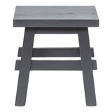 Evion 16.9" Rustic Farmhouse Solid Mindi Wood Handcrafted Accent Stool