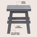 Evion 16.9" Rustic Farmhouse Solid Mindi Wood Handcrafted Accent Stool
